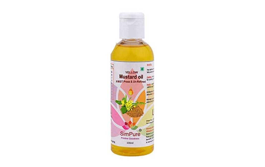 SimPure Yellow Mustard Oil First Press & Un-Refined   Plastic Bottle  100 millilitre